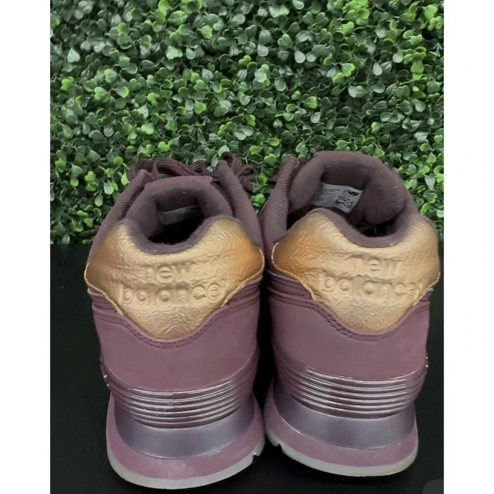 USED New Balance 574 WL574MTB Women’s 10 Burgundy Wine Gold Suede ENCAP Sneakers